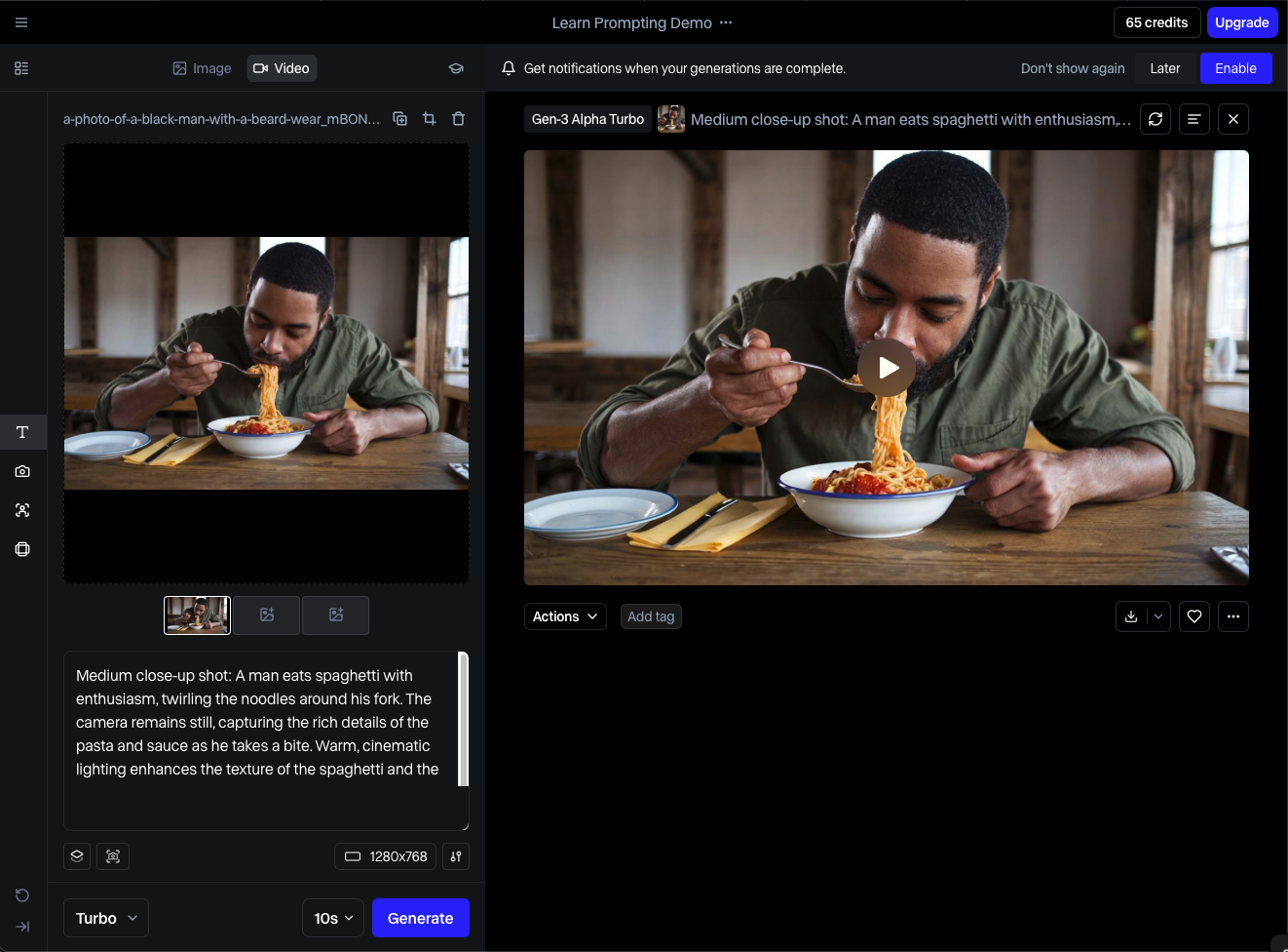 RunwayML Video Generation Interface