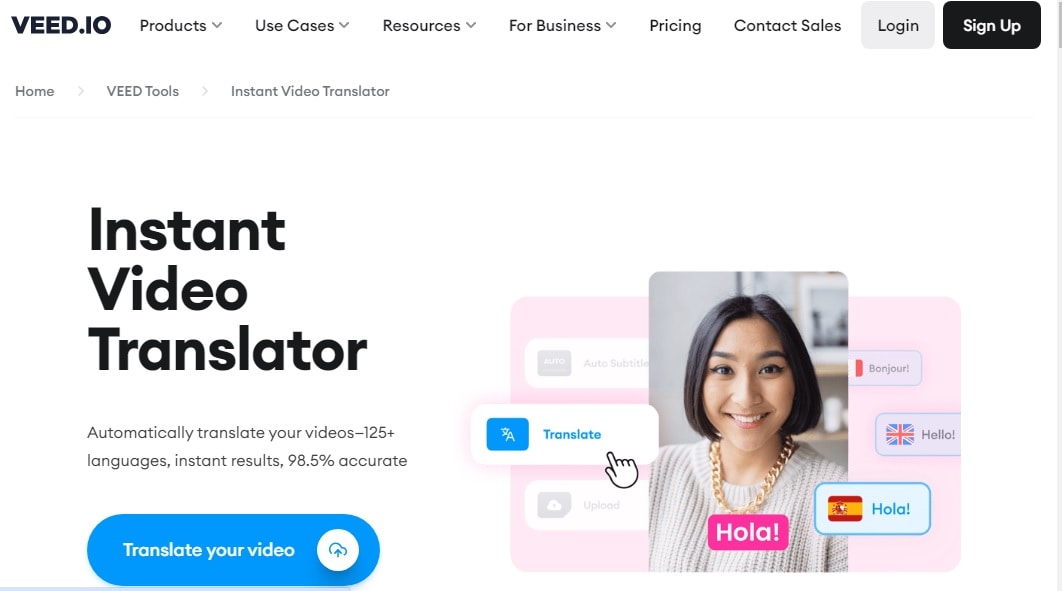 VEED.io AI Video Translation Interface
