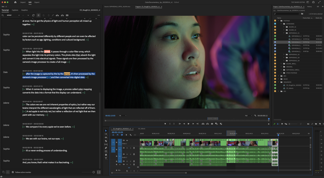 Text-based video editing interface