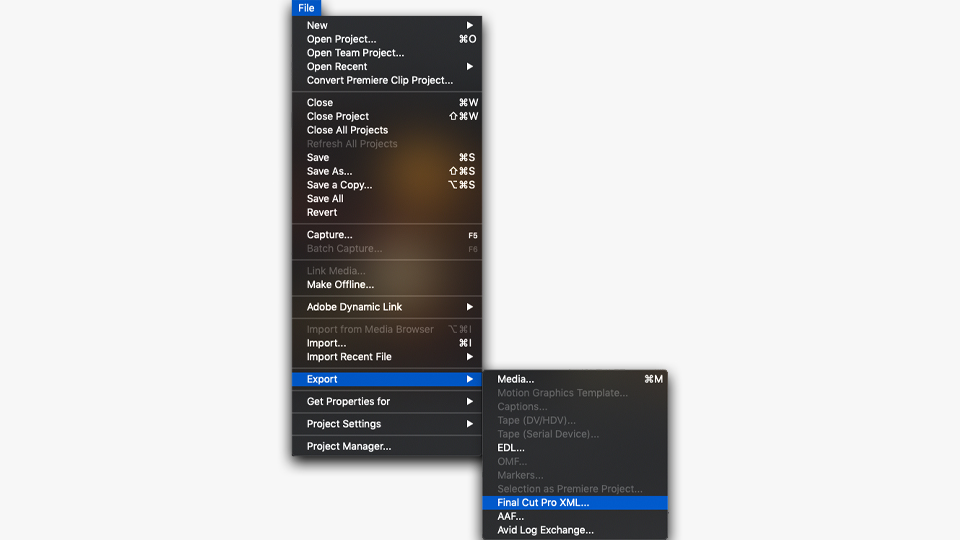 XML Export for Premiere Pro