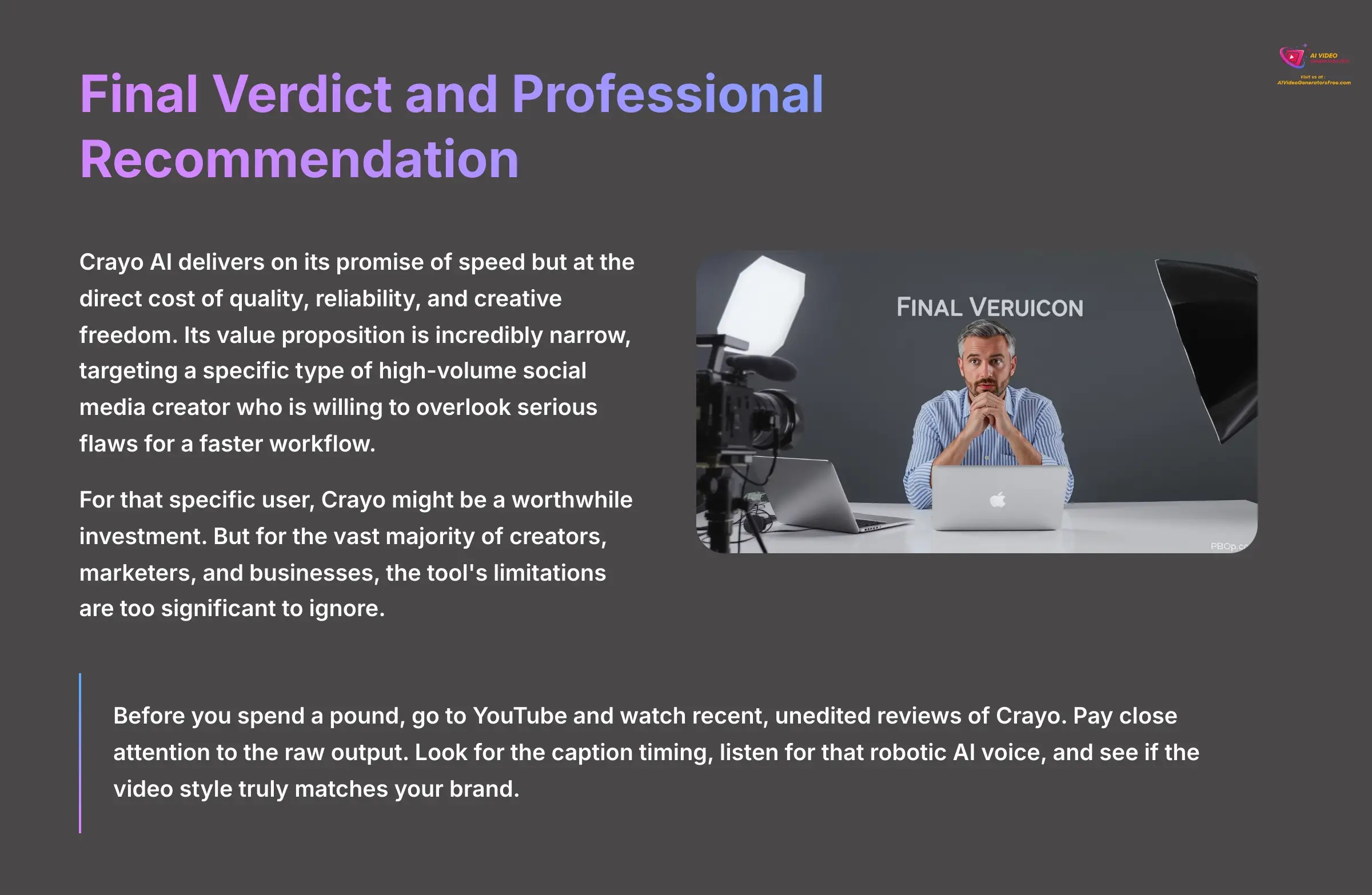 Final Verdict and Professional Recommendation