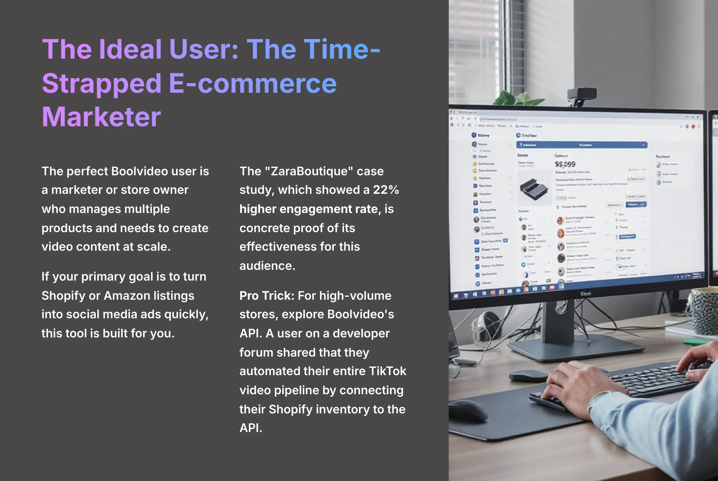 The Ideal User - Time-Strapped E-commerce Marketer