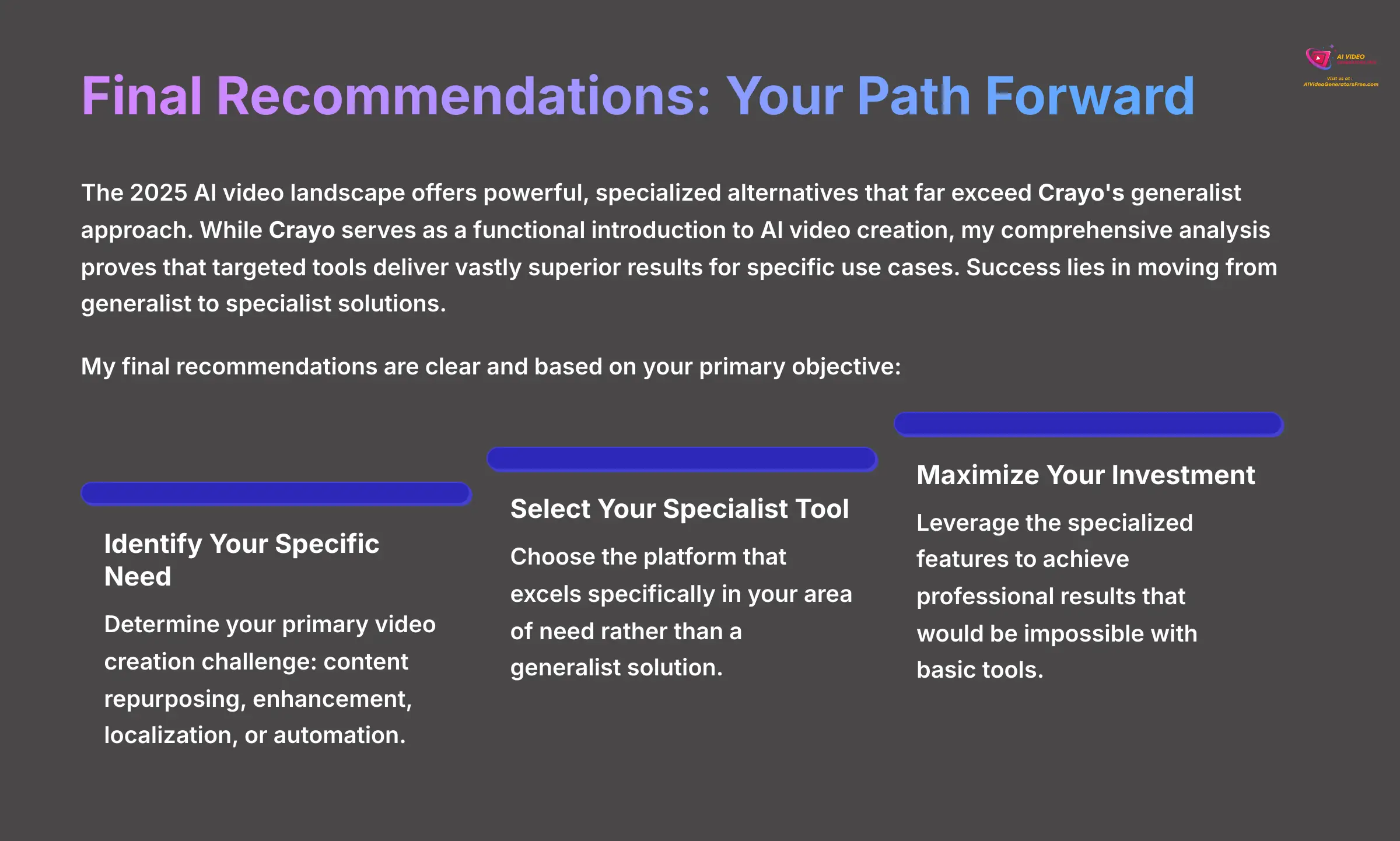18_Final-Recommendations-Your-Path-Forward_AI-video-generators-free_aivideogeneratorsfree.com_