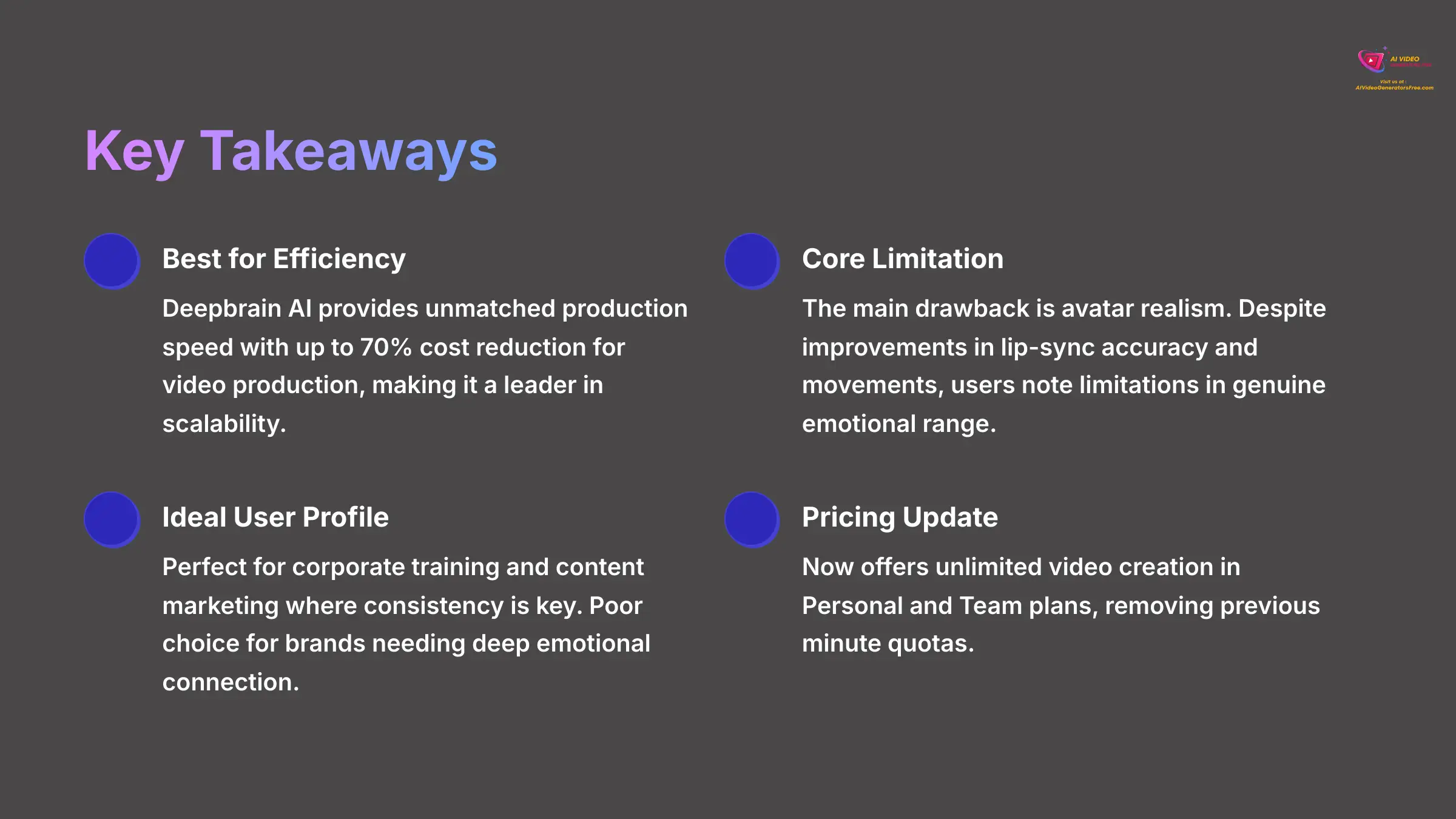 Key Takeaways AI Video Generators