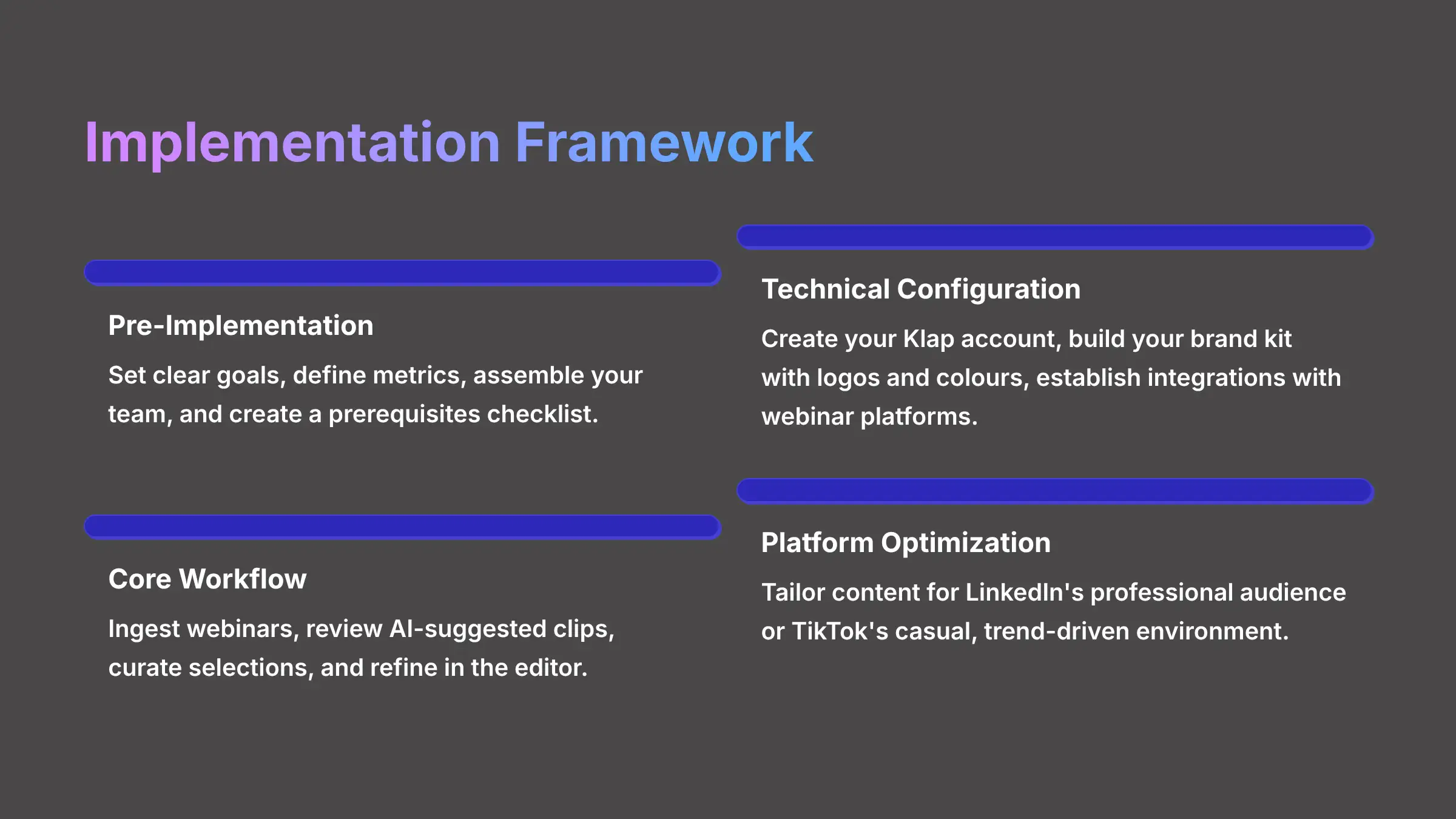 Implementation Framework for Klap AI