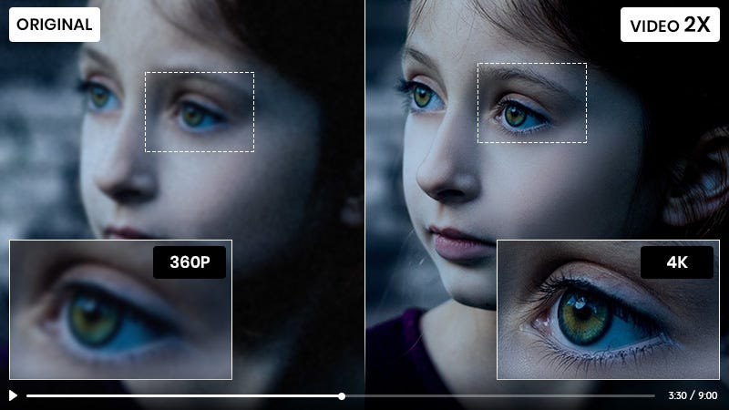 4K Video Upscaling Process Visualization