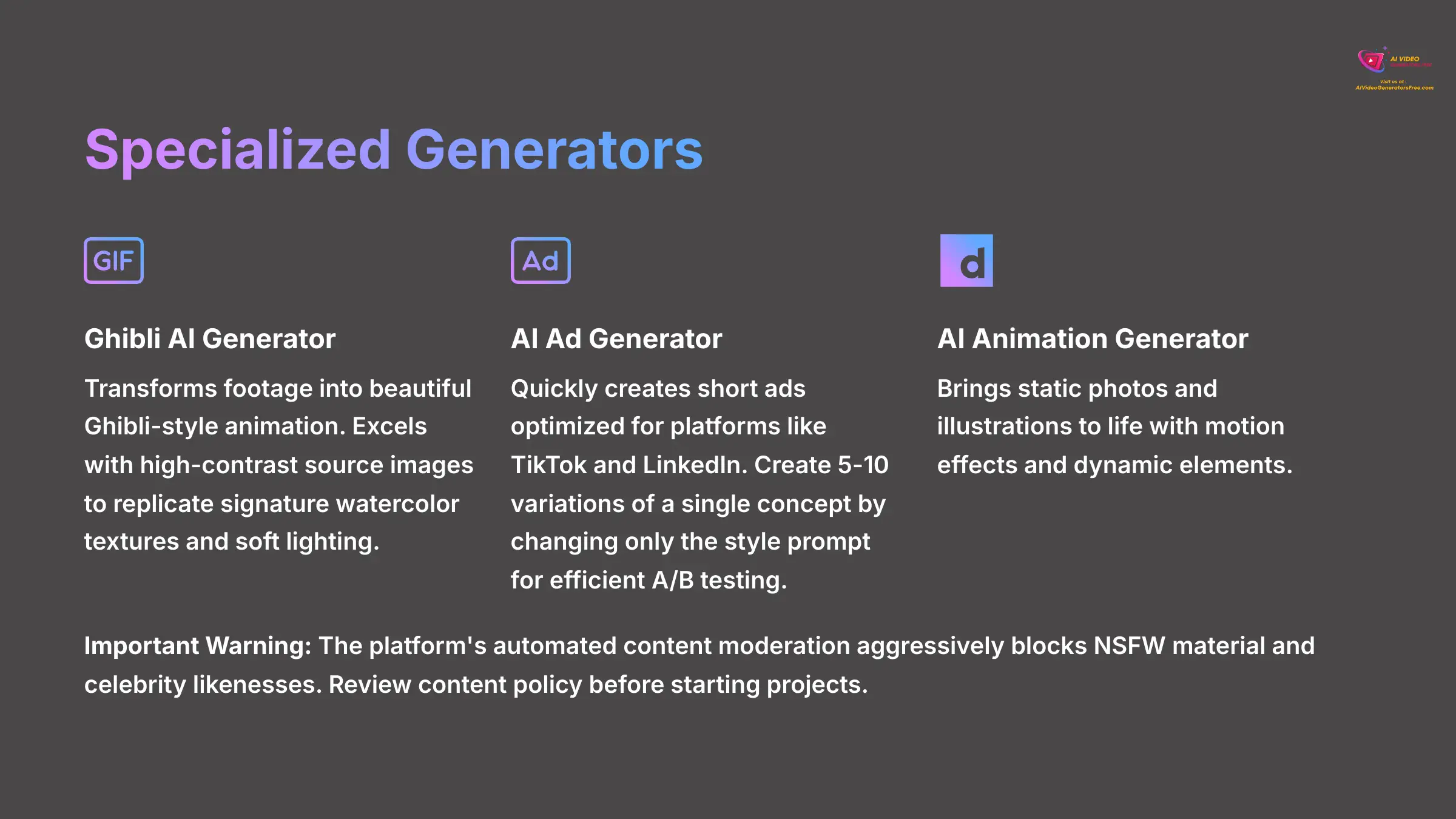 Specialized Generators - AI Video Generators Free