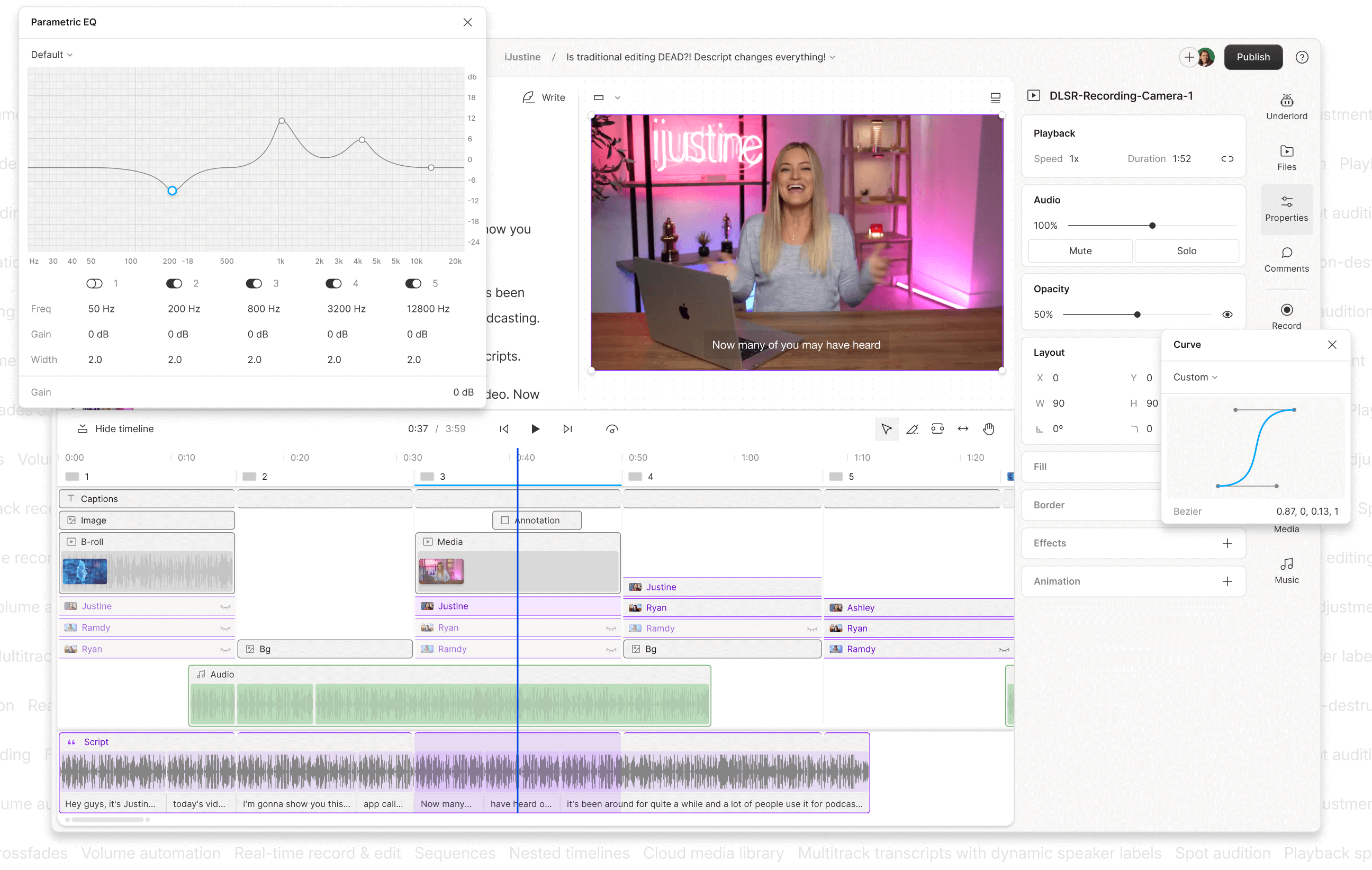 Descript Video Editor Interface
