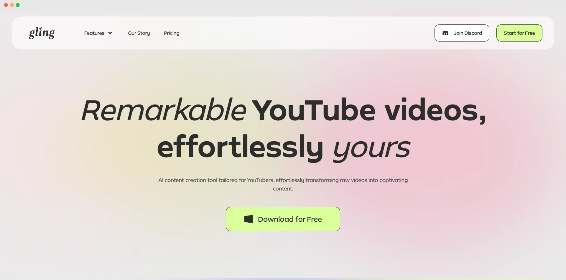 Gling AI Text-Based Video Editor Interface