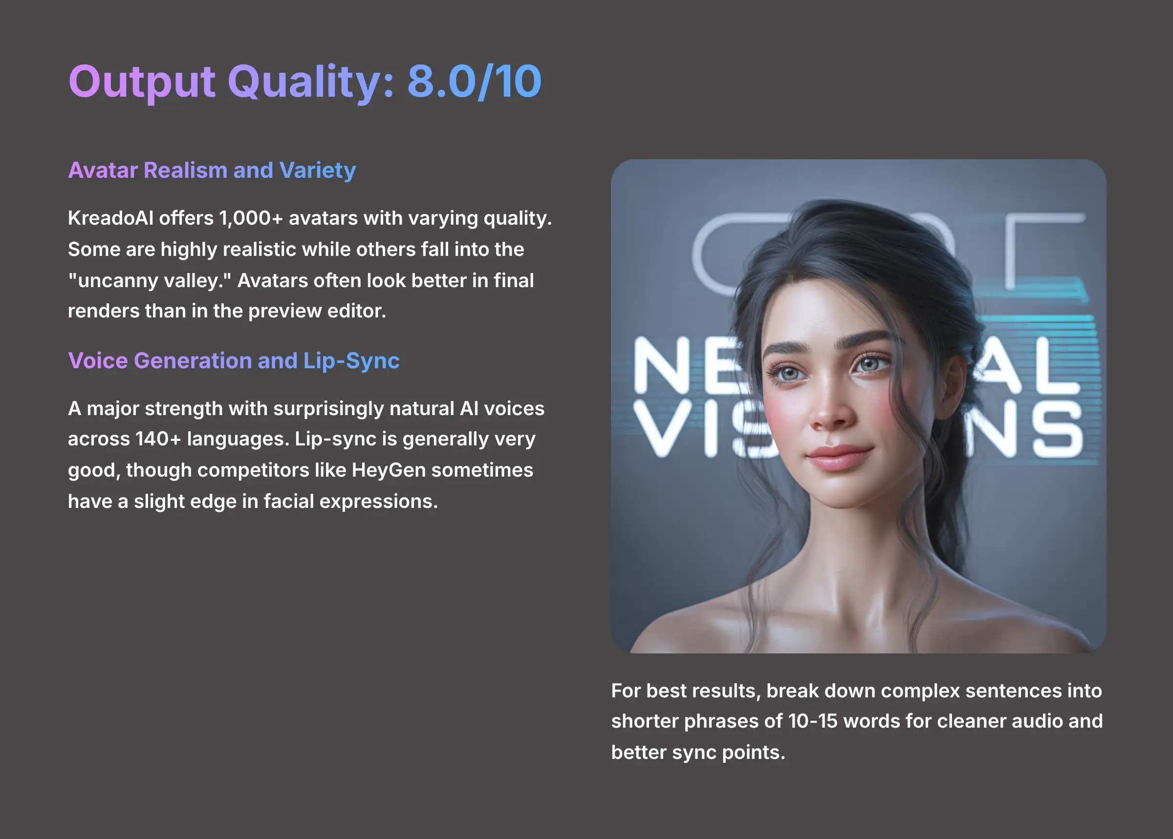 KreadoAI Output Quality