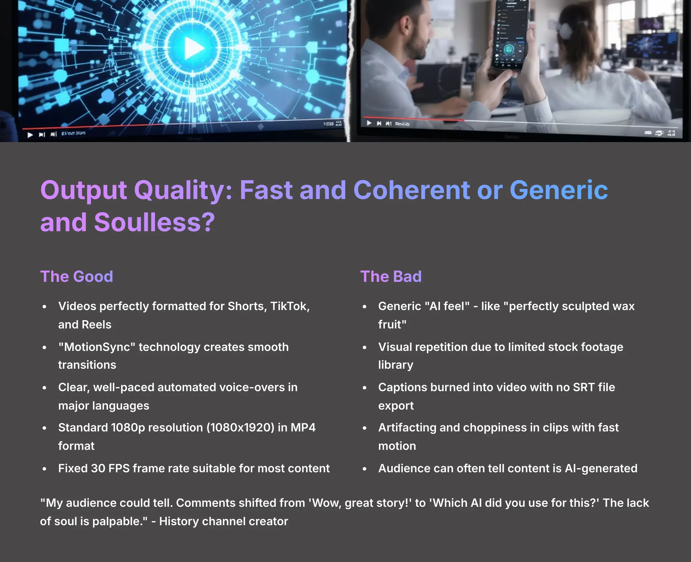 Output Quality Analysis - Fast and Coherent or Generic and Soulless