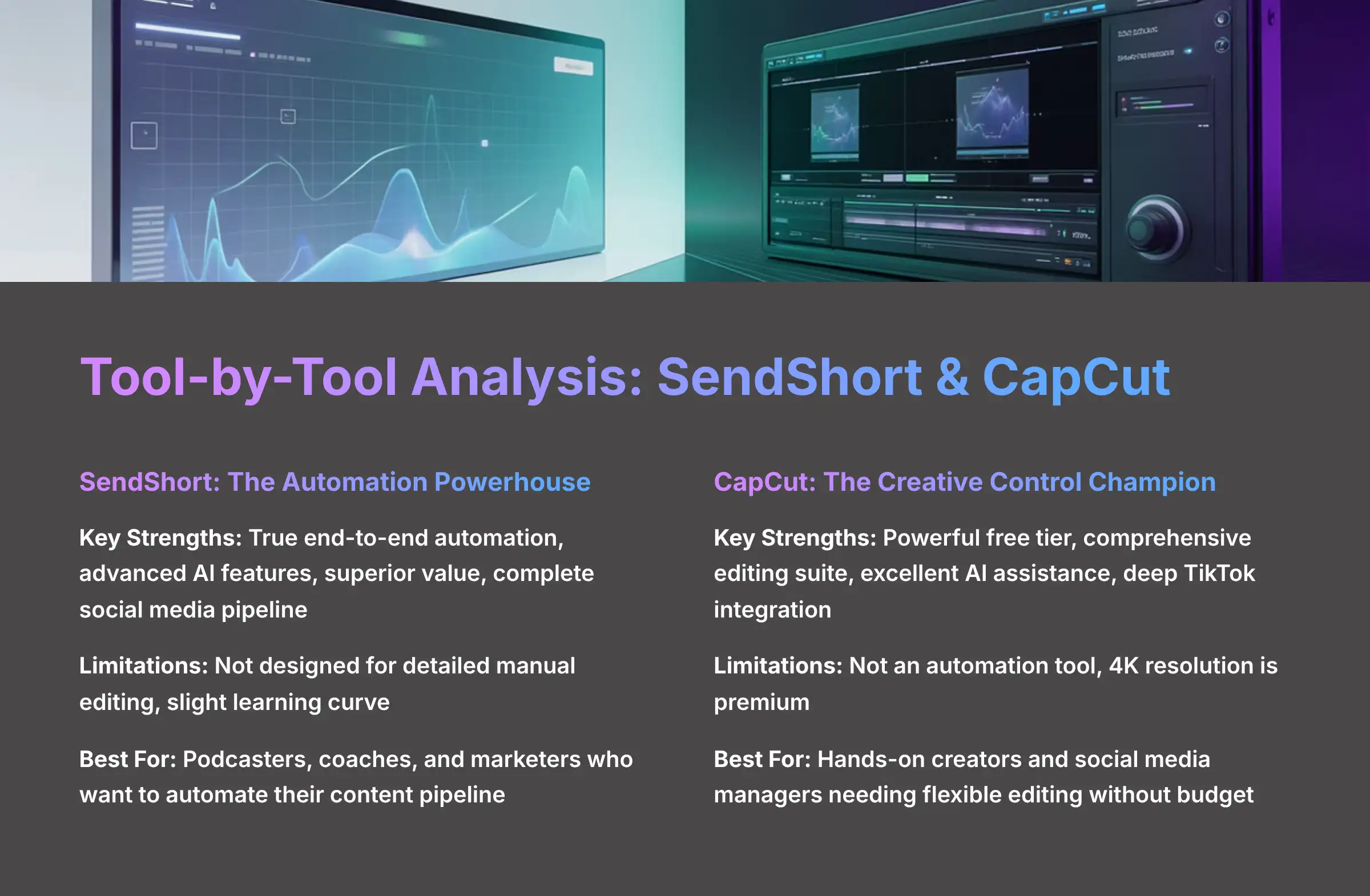 Tool by Tool Analysis SendShort and CapCut