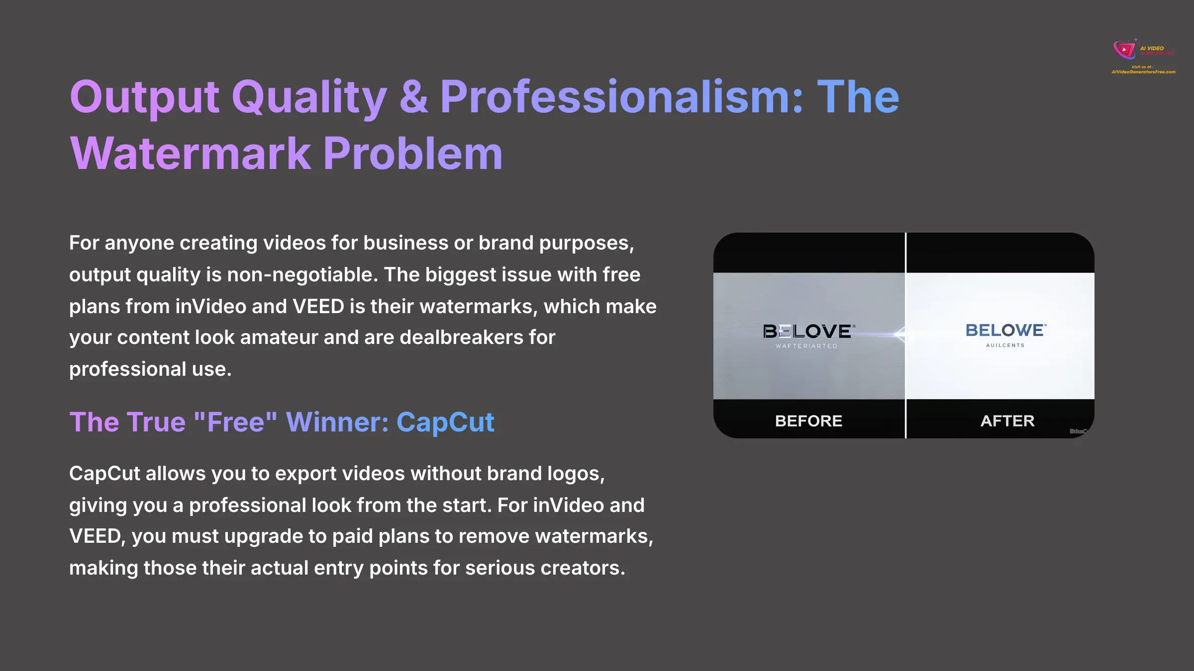 8_Output-Quality-and-Professionalism-The-Watermark-Problem_AI-video-generators-free_aivideogeneratorsfree.com_
