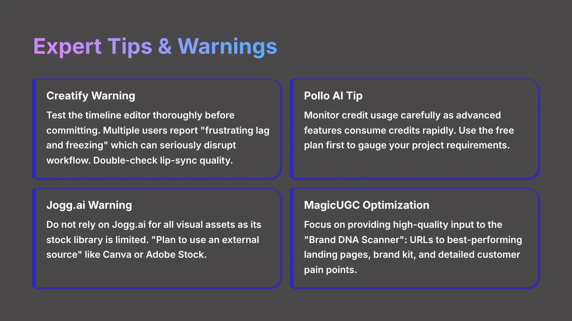 Expert Tips and Warnings