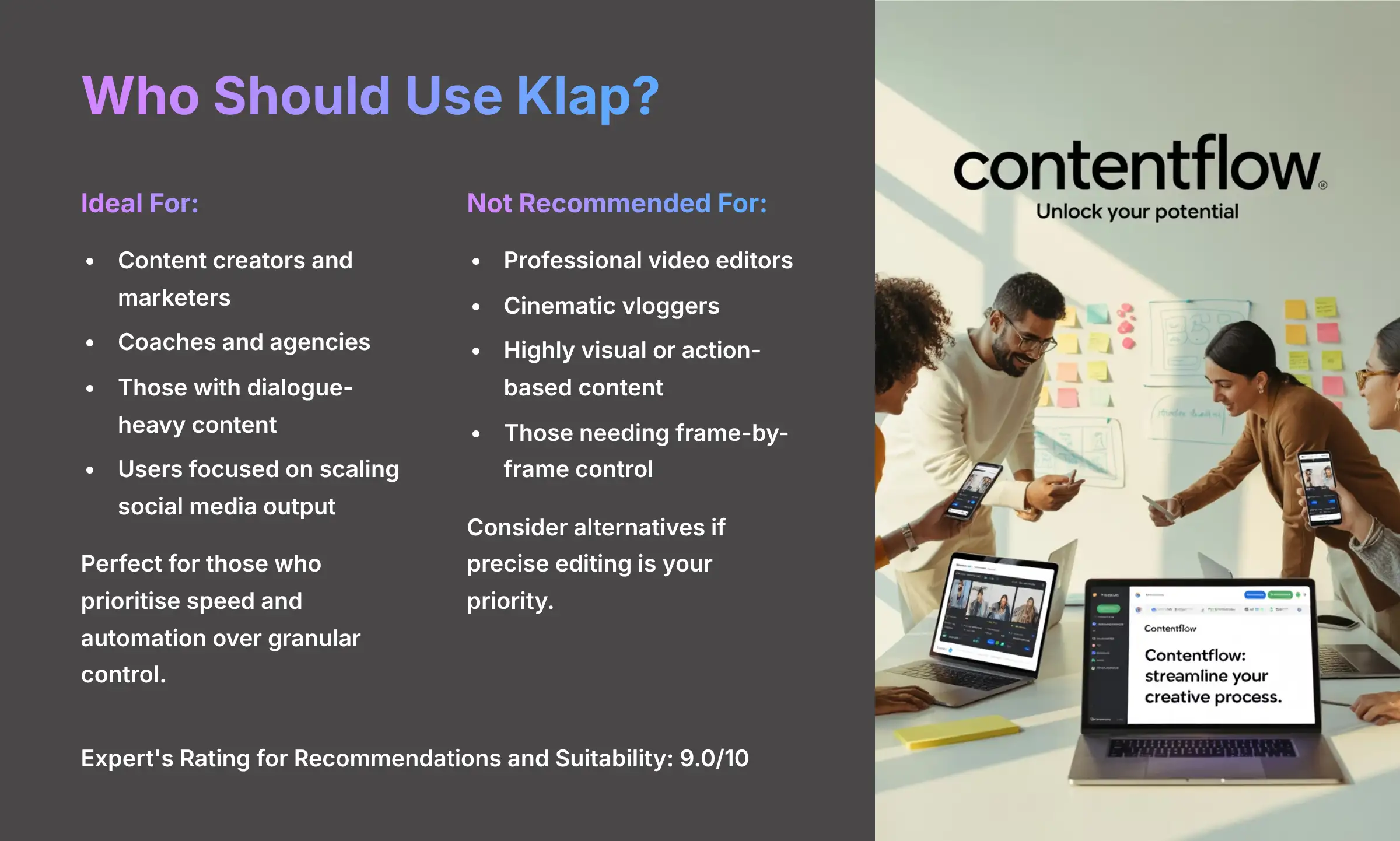 Target audience analysis showing who should use Klap AI