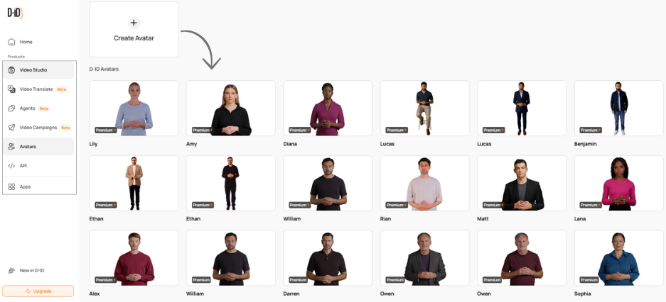 D-ID AI Photo Animation Platform Interface