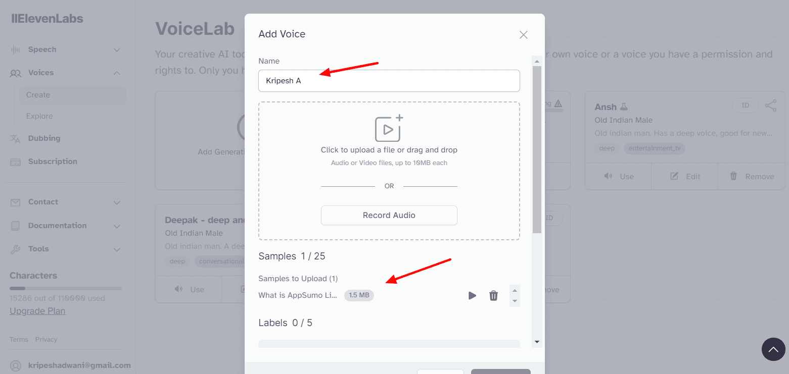 ElevenLabs Voice Cloning Interface Comparison