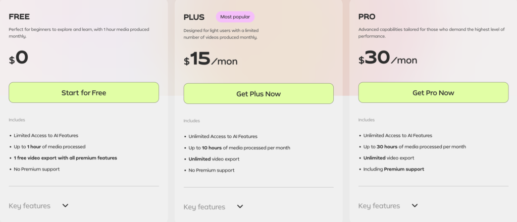 Gling Pricing Plans