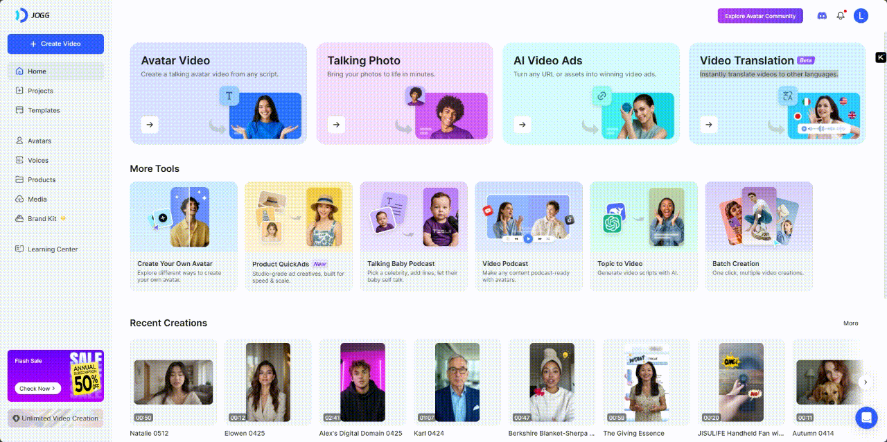 Jogg AI avatar video creation process