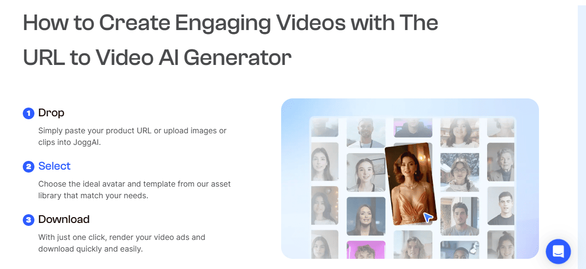 Jogg AI URL-to-video interface
