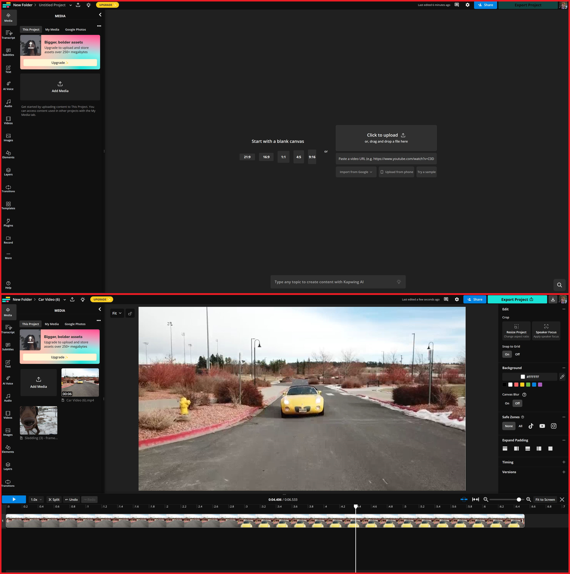 Kapwing Video Editor Interface