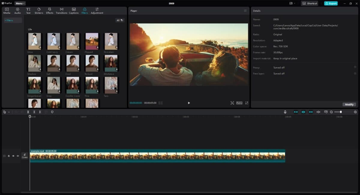 CapCut Video Editor Interface