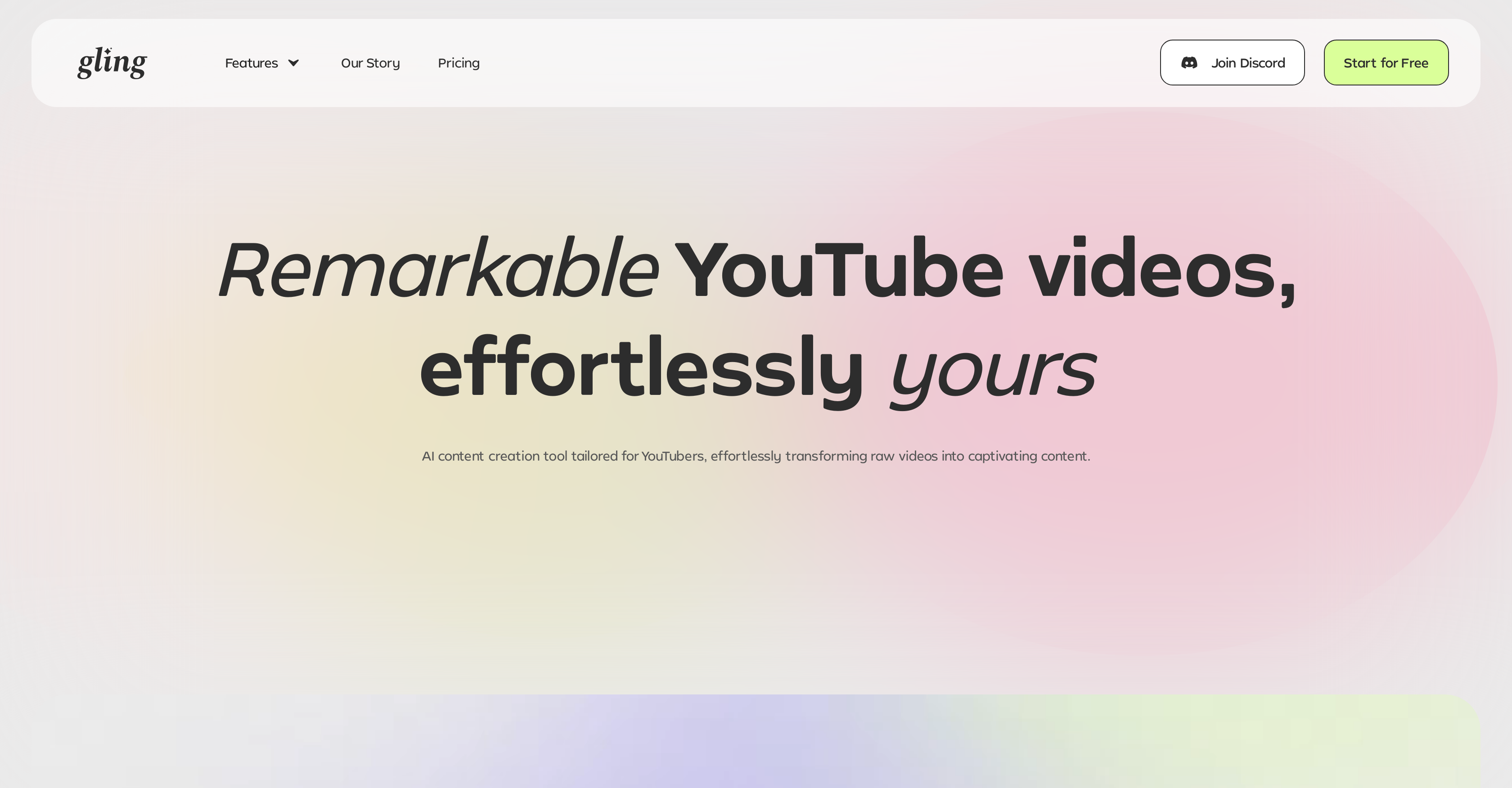 Gling AI Video Editing Interface