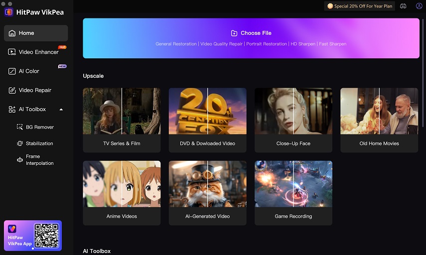 HitPaw Video Enhancer interface screenshot