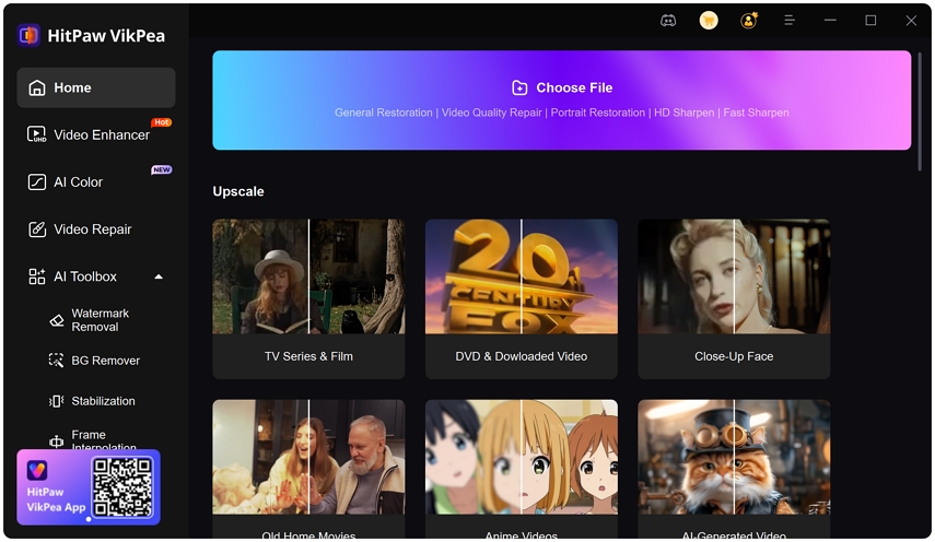HitPaw Video Enhancer Interface Screenshot