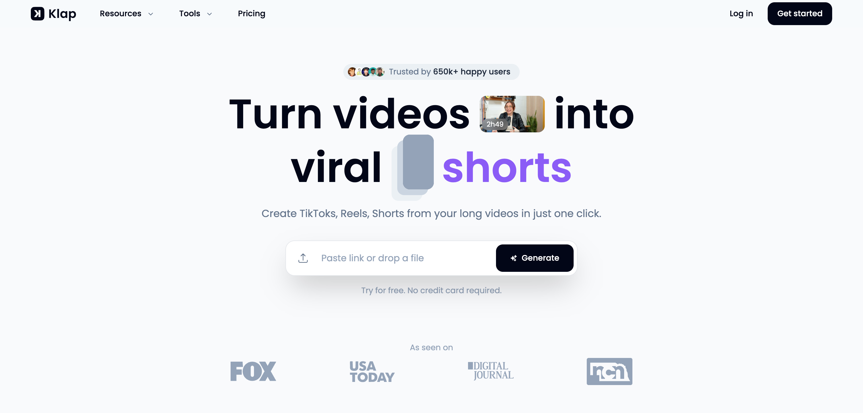 Klap AI Video Tool Interface
