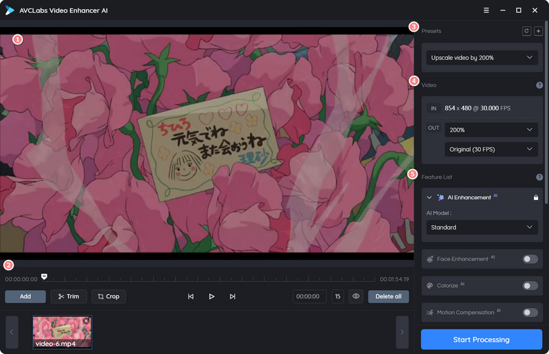 AVCLabs Video Enhancer AI Main Interface