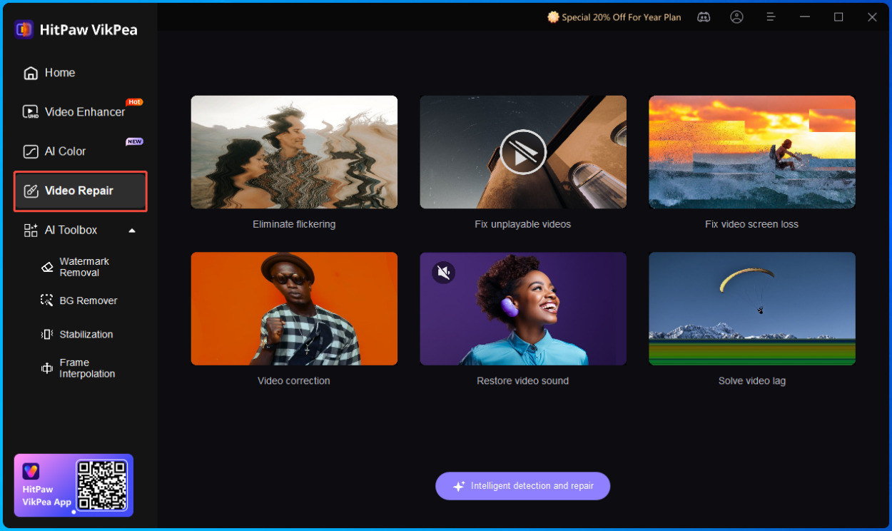 HitPaw Video Enhancer Interface Screenshot
