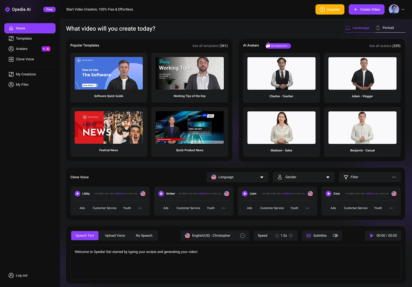 AI Video Generation Dashboard Interface