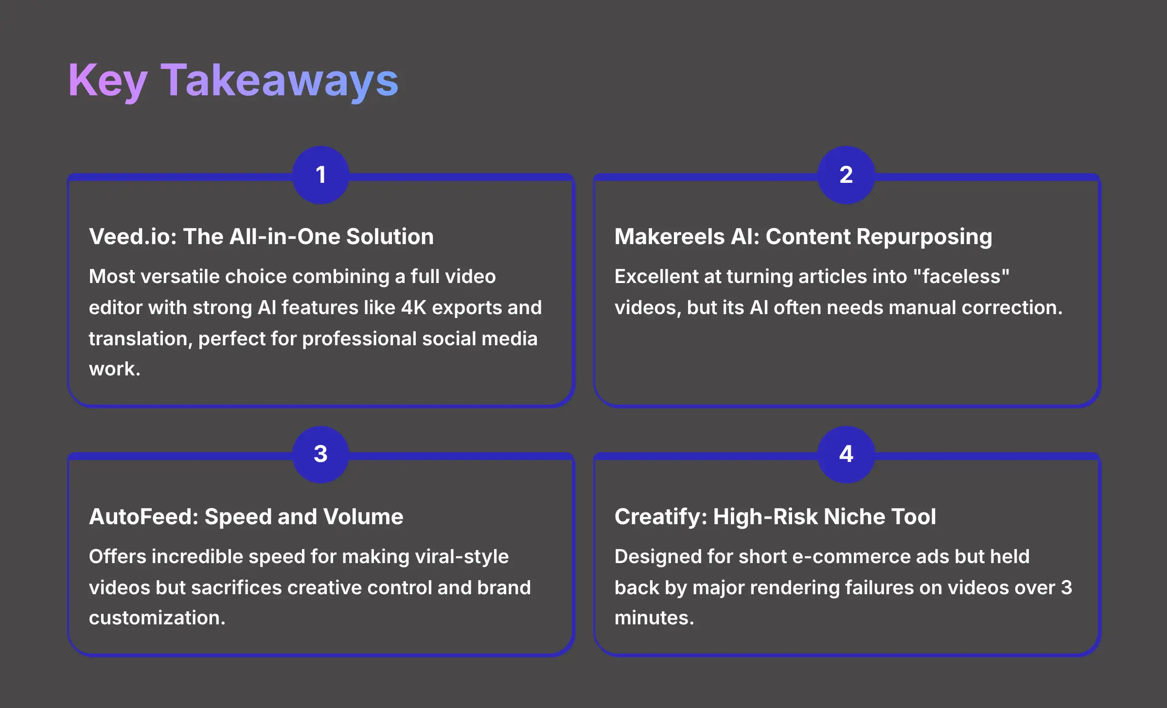 Key Takeaways - AI Video Generators Free
