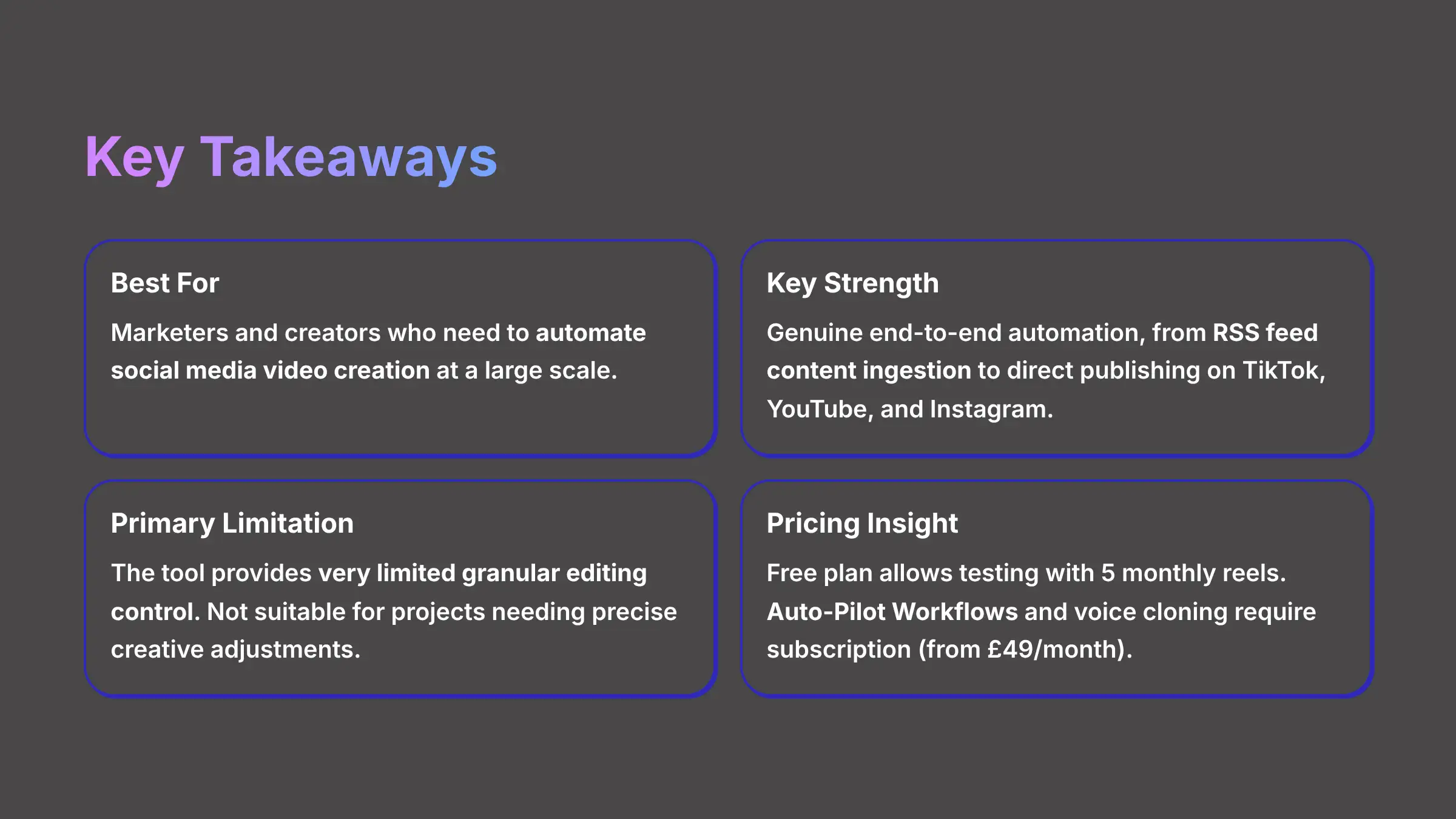 Key Takeaways - Makereels AI comprehensive analysis