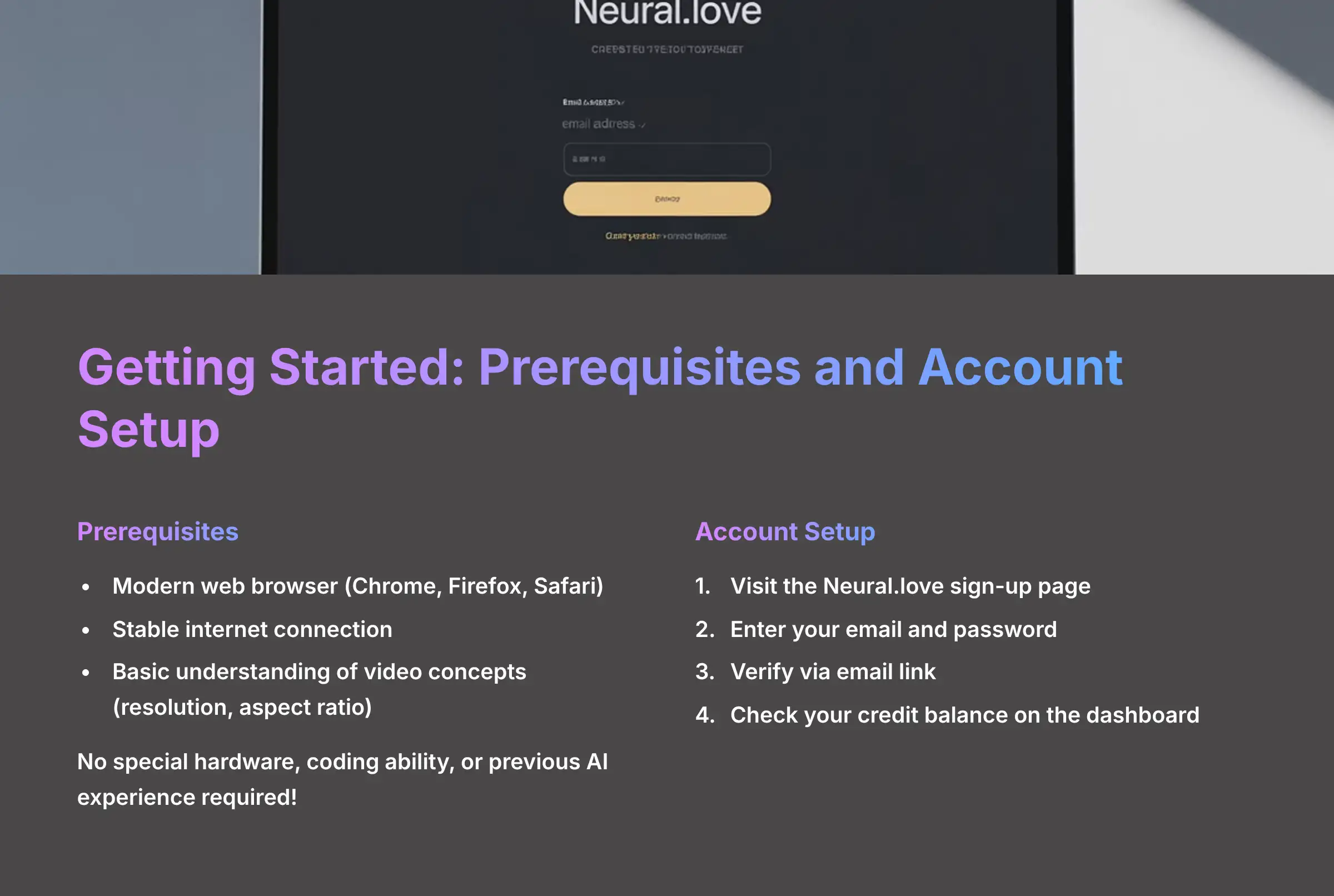 Getting Started Prerequisites and Account Setup for Neural.love