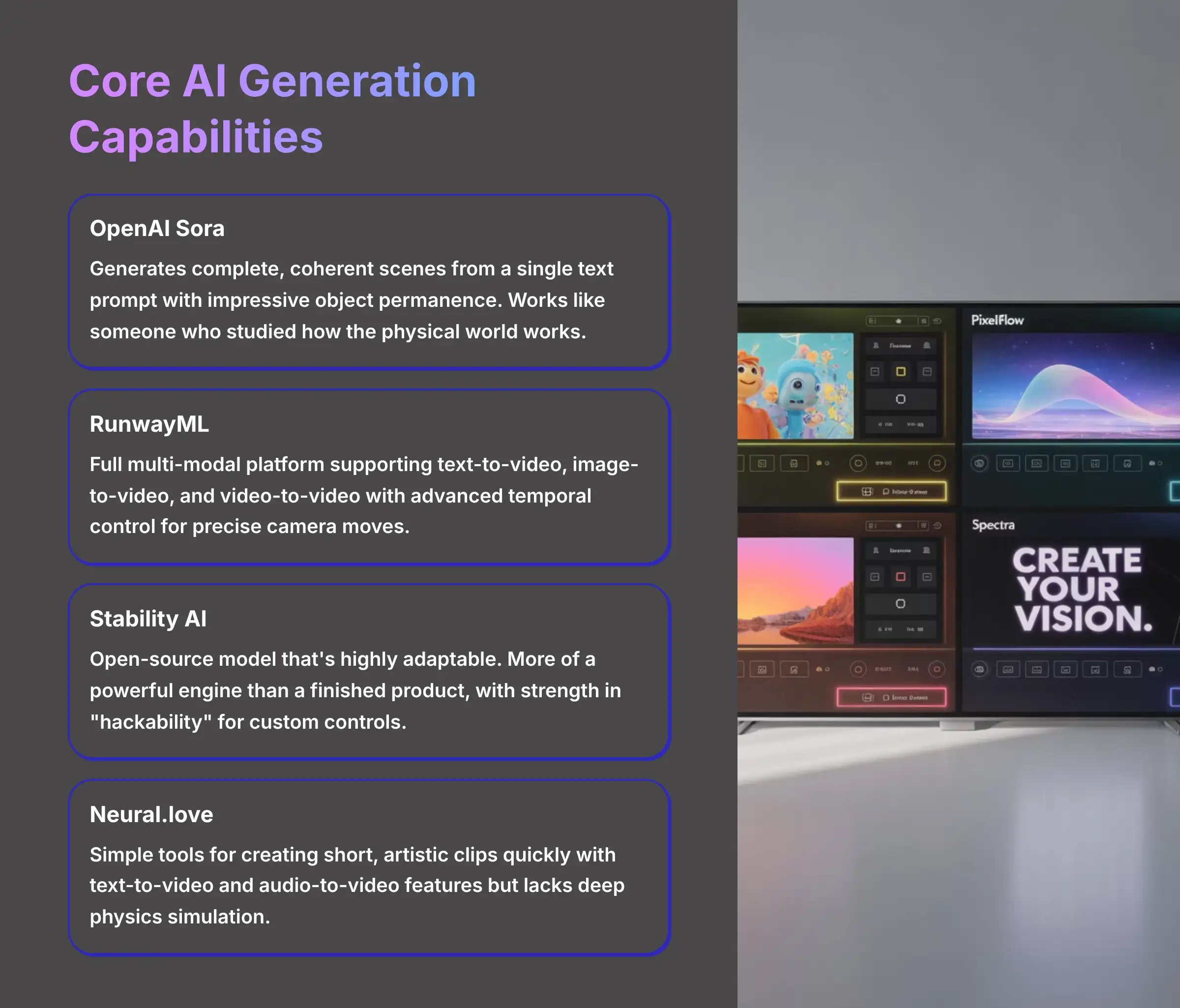 Core AI Generation Capabilities Comparison