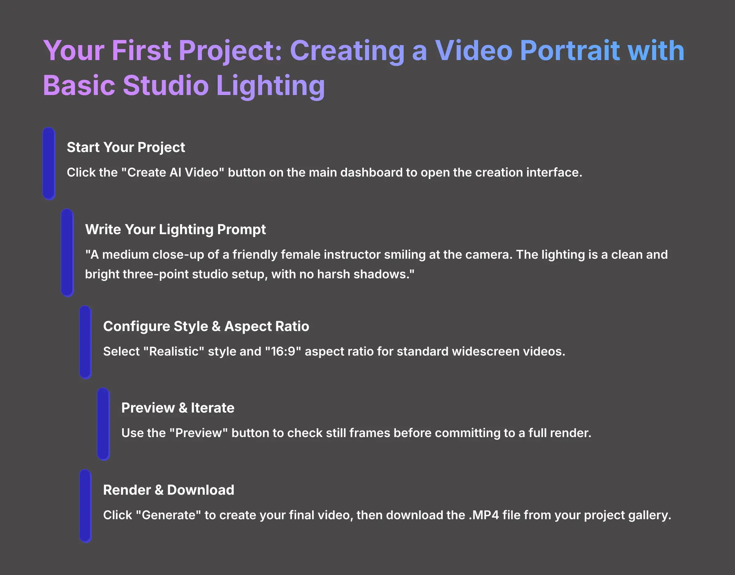 Your First Project: Creating a Video Portrait with Basic Studio Lighting