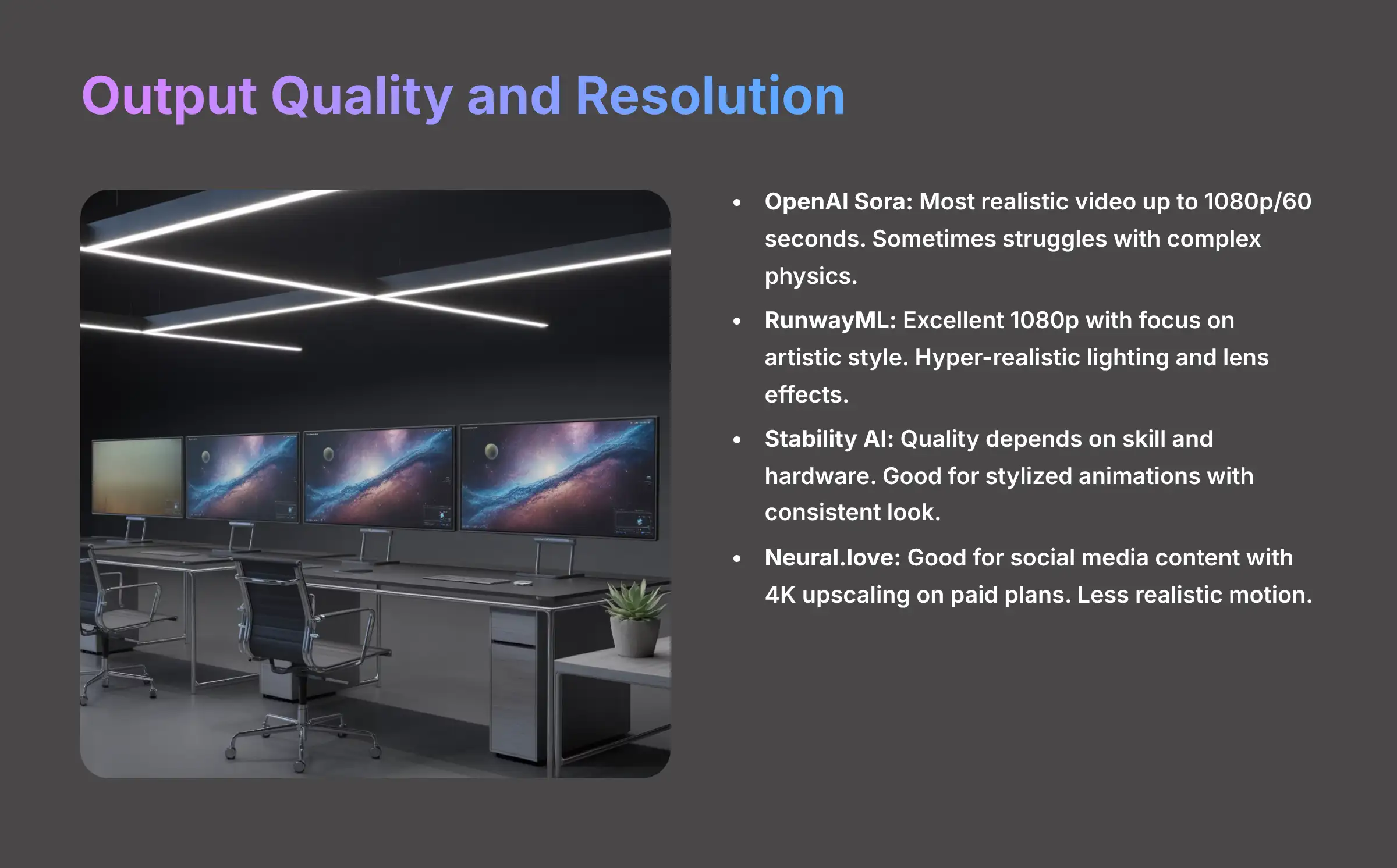 Output Quality and Resolution Comparison