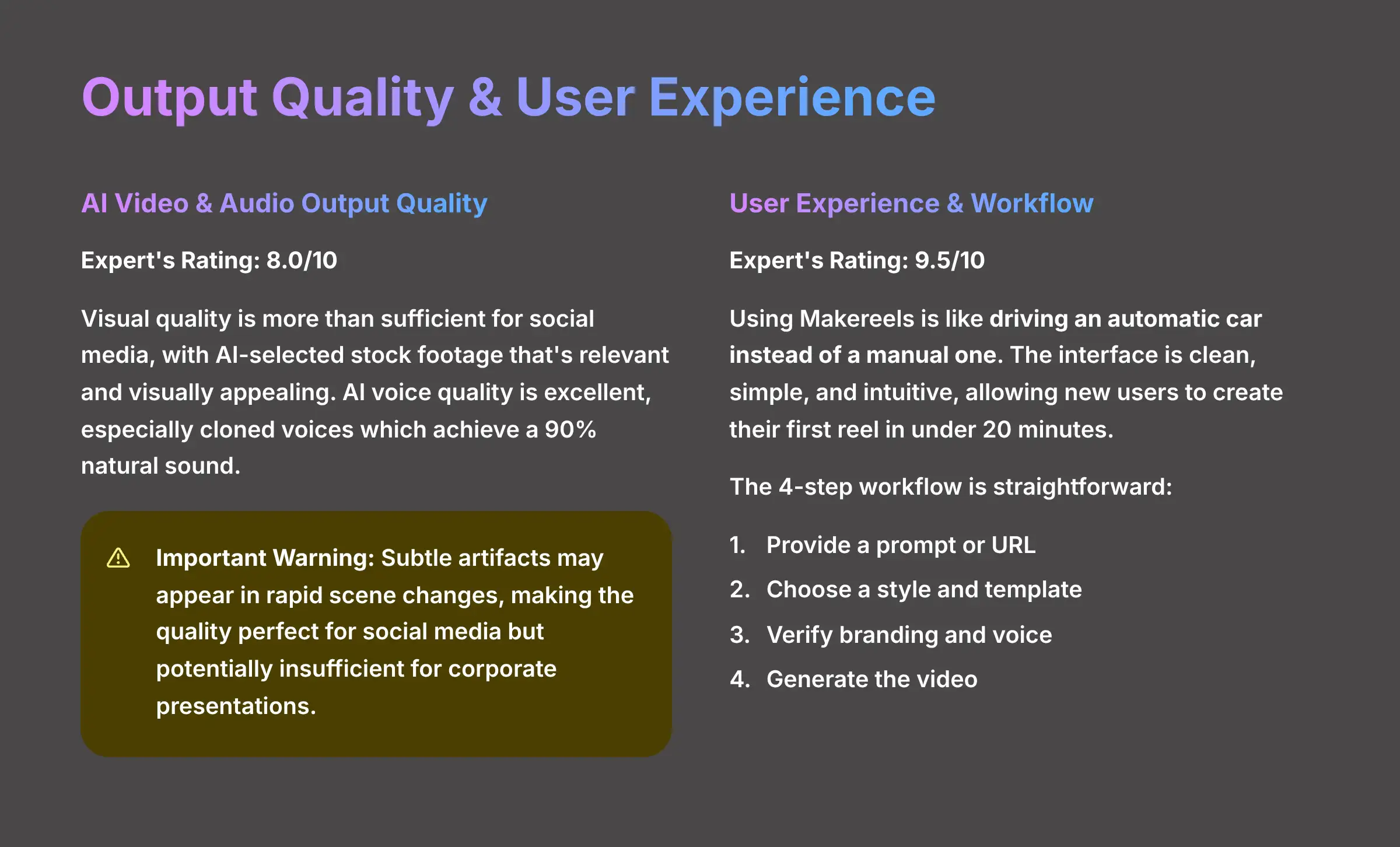 Output Quality and User Experience