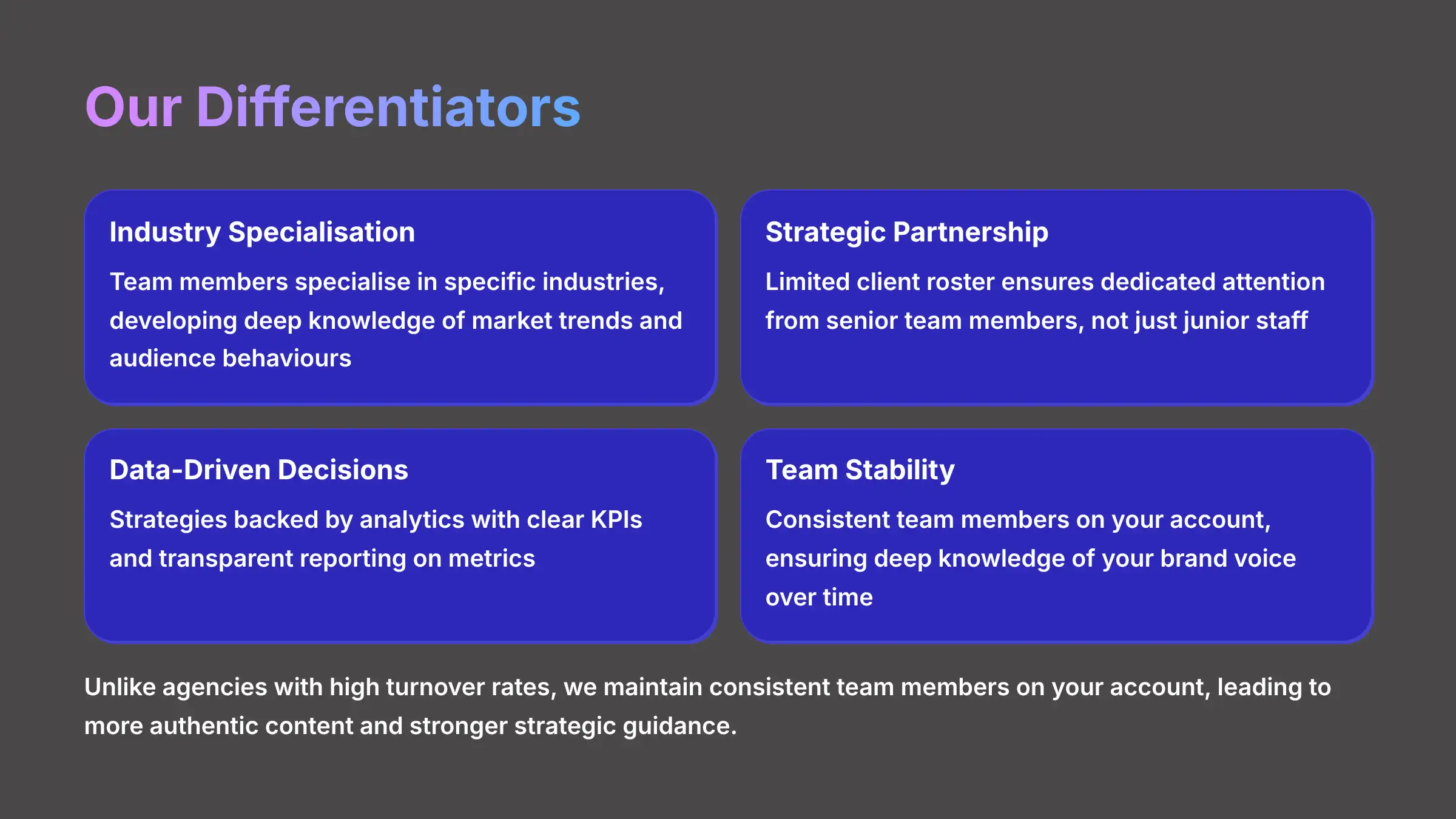 Our Differentiators - Unique Value Propositions and Competitive Advantages