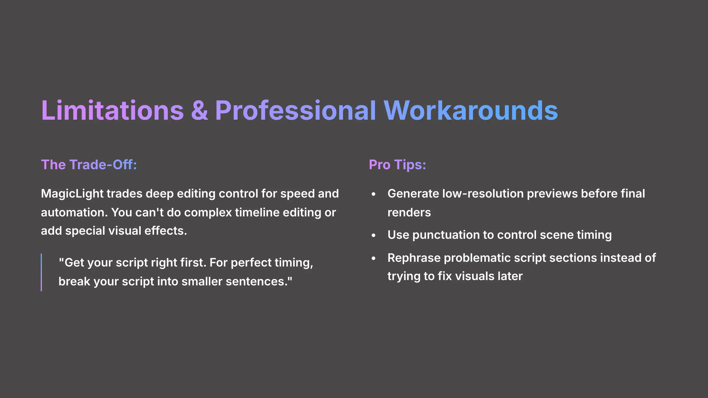 Limitations and Professional Workarounds