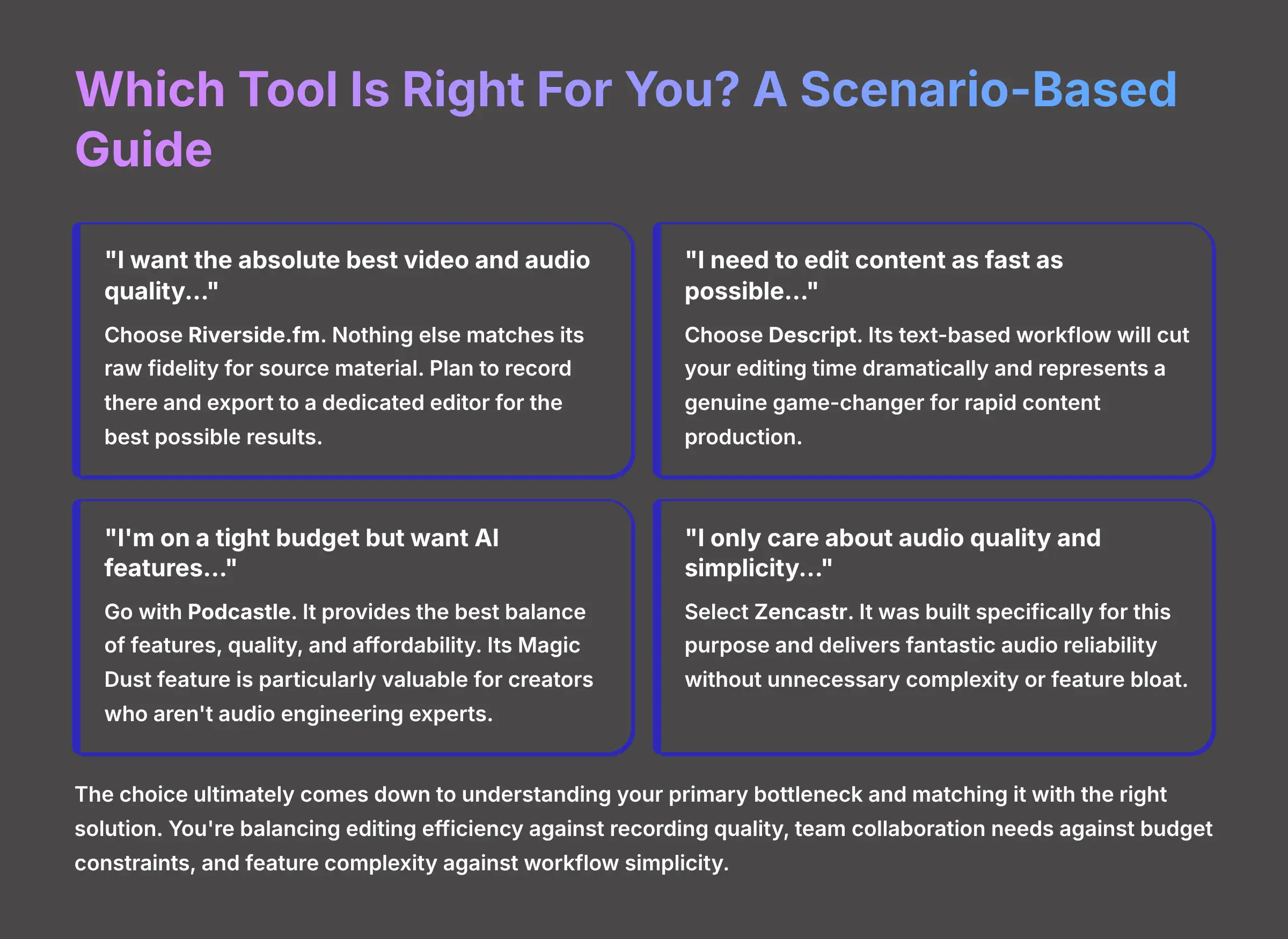 Which Tool Is Right For You A Scenario-Based Guide