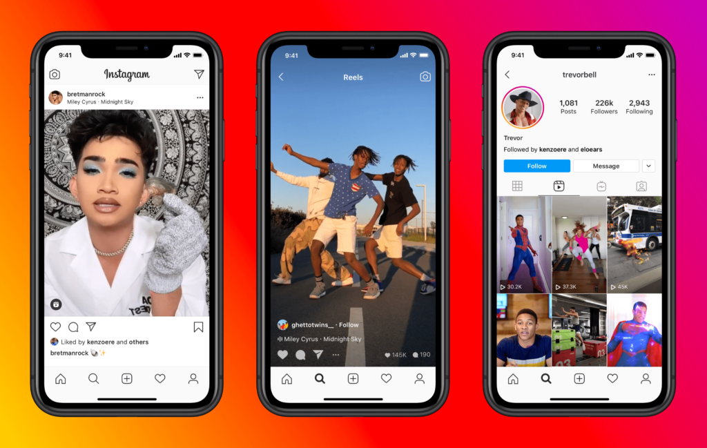 Instagram Reels mobile interface showing vertical 9:16 aspect ratio