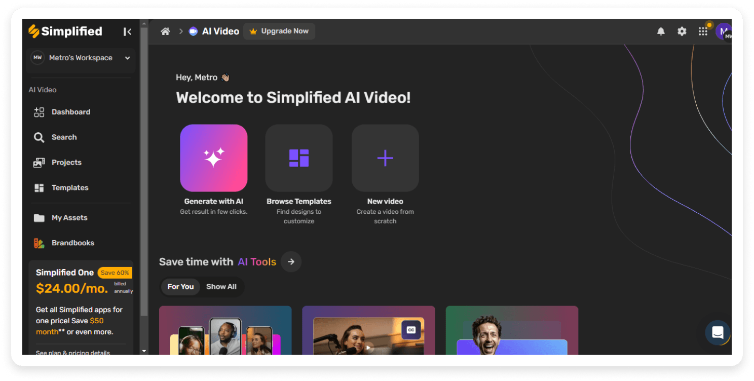 Simplified AI Dashboard Interface