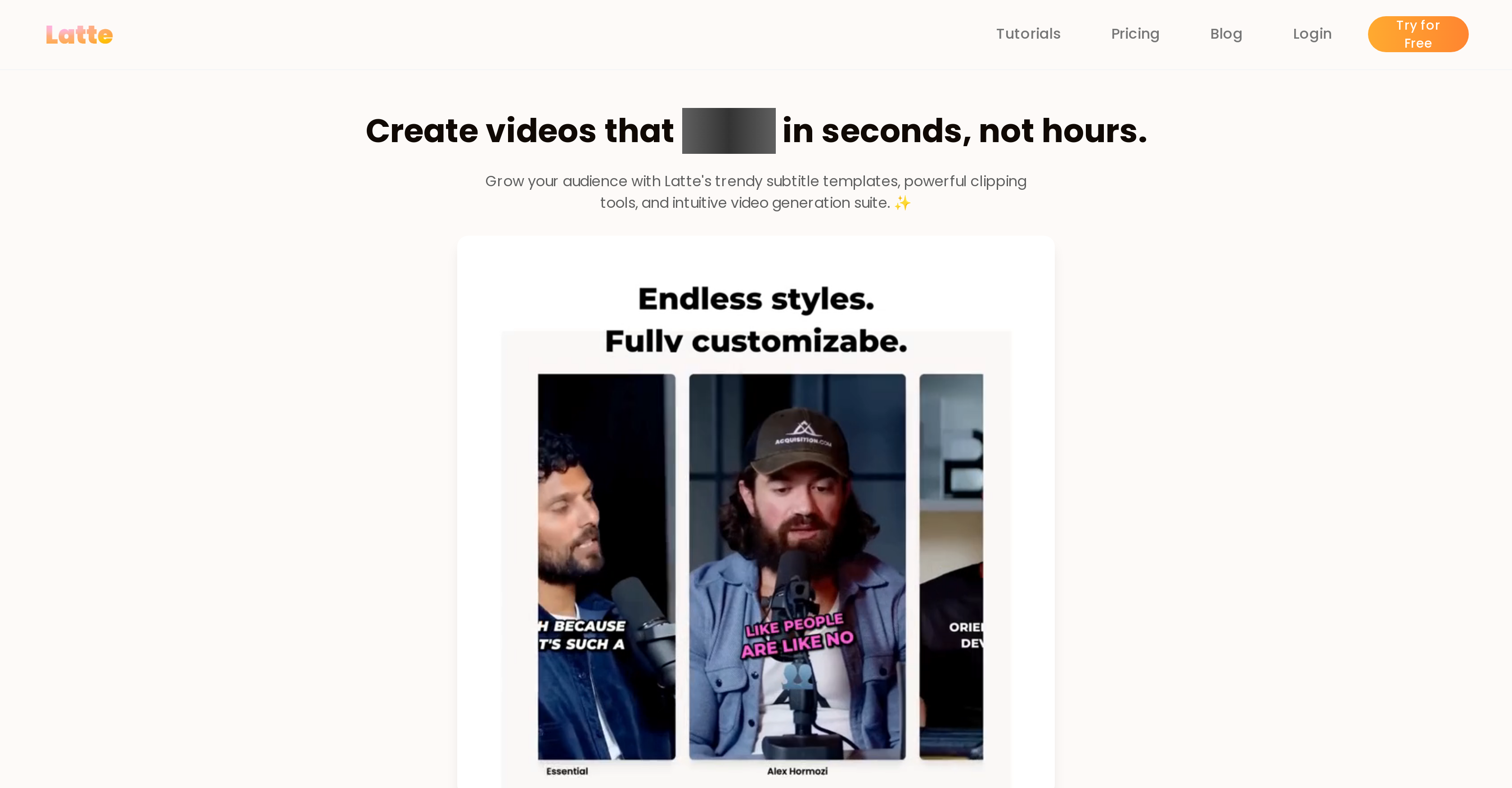 Latte AI Video Repurposing Tool Dashboard