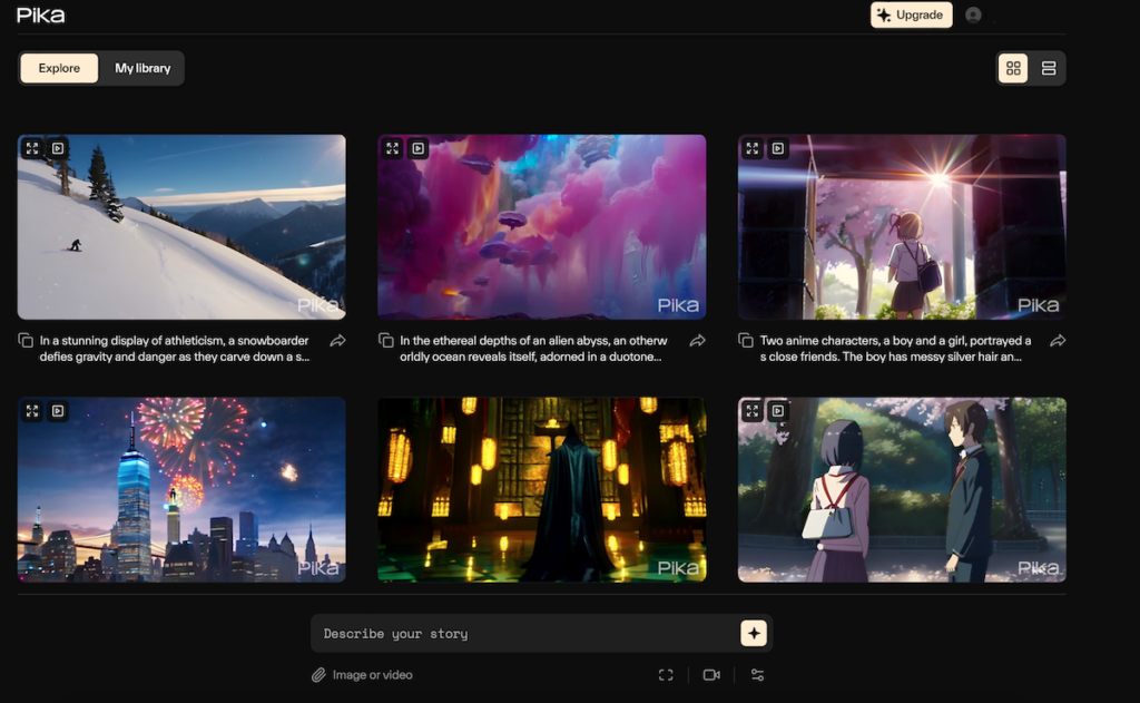 Pika Labs AI Video Generator Dashboard