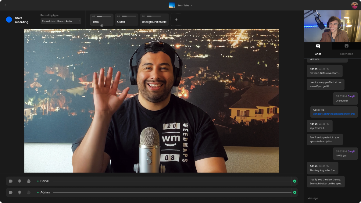 Zencastr Podcast Recording Interface